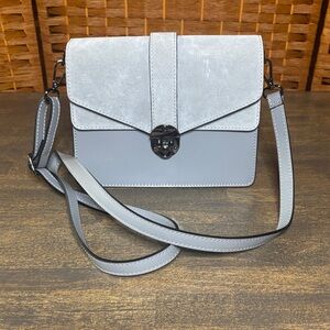 Genuine leather light blue/grey Crossbody Bag